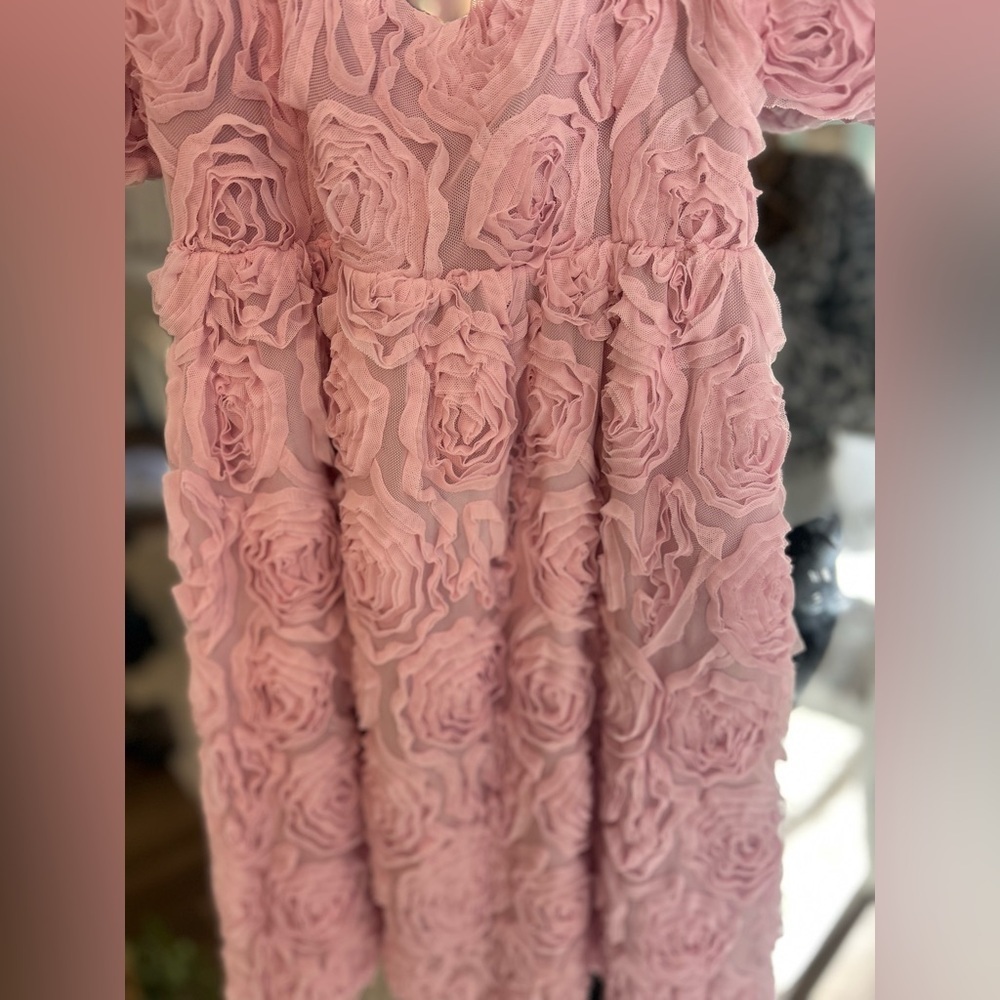 💗 Show Me Your Mumu Smitten Dress – Rosette Textured Mini – Pink – Size M – NWT💗 - Picture 3 of 13